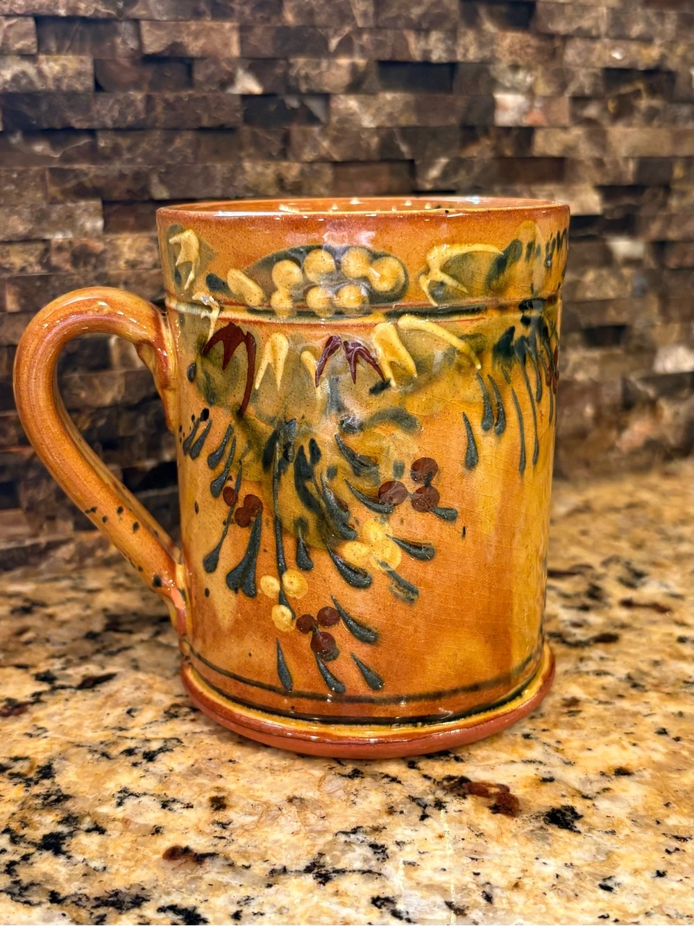 Terraghja FF Griffi Cassis Hand Painted Terracotta Pottery Mug Corsica, France